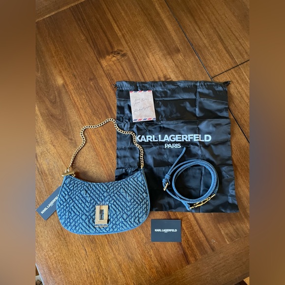 Karl Lagerfeld Denim Lafayette Convertible Crossbody Shoulder Bag NWT - Picture 8 of 11
